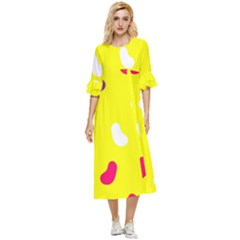 Pattern-yellow - 1 Double Cuff Midi Dress