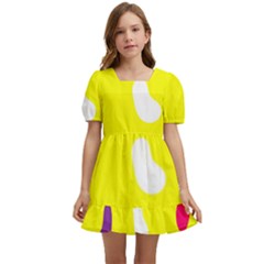 Pattern-yellow - 1 Kids  Short Sleeve Dolly Dress by nateshop