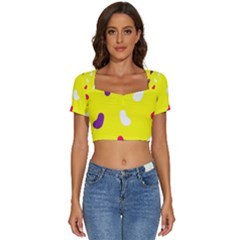 Pattern-yellow - 1 Short Sleeve Square Neckline Crop Top  by nateshop