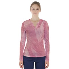 Pink-66 V-neck Long Sleeve Top by nateshop