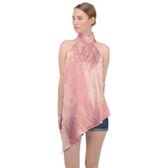 Pink-66 Halter Asymmetric Satin Top by nateshop