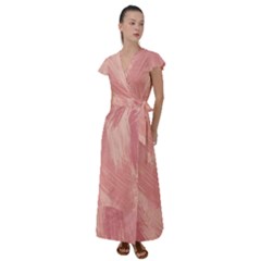 Pink-66 Flutter Sleeve Maxi Dress by nateshop