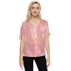 Pink-66 Bow Sleeve Button Up Top by nateshop