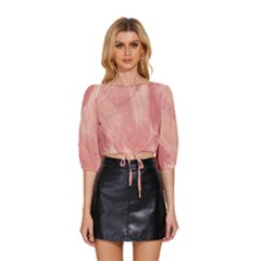 Pink-66 Mid Sleeve Drawstring Hem Top