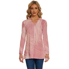 Pink-66 Long Sleeve Drawstring Hooded Top by nateshop