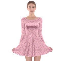 Pink-75 Long Sleeve Skater Dress by nateshop