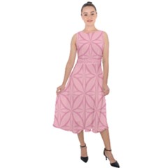 Pink-75 Midi Tie-back Chiffon Dress by nateshop