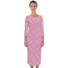 Pink-75 Quarter Sleeve Midi Bodycon Dress by nateshop