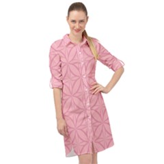 Pink-75 Long Sleeve Mini Shirt Dress by nateshop