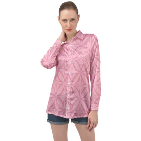 Pink-75 Long Sleeve Satin Shirt by nateshop