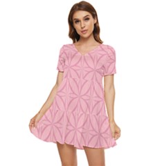 Pink-75 Tiered Short Sleeve Babydoll Dress by nateshop