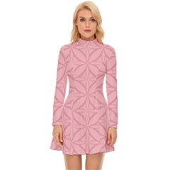 Pink-75 Long Sleeve Velour Longline Dress by nateshop