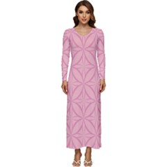 Pink-75 Long Sleeve Longline Maxi Dress by nateshop