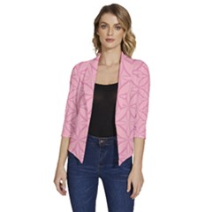 Pink-75 Women s Draped Front 3/4 Sleeve Shawl Collar Jacket