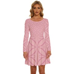 Pink-75 Long Sleeve Wide Neck Velvet Dress by nateshop