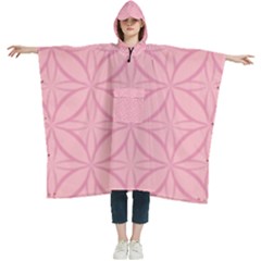 Pink-75 Women s Hooded Rain Ponchos