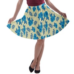 Rose-blue A-line Skater Skirt by nateshop