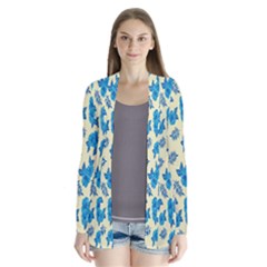 Rose-blue Drape Collar Cardigan by nateshop