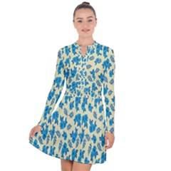 Rose-blue Long Sleeve Panel Dress by nateshop