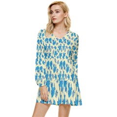 Rose-blue Tiered Long Sleeve Mini Dress by nateshop