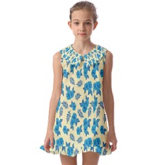 Rose-blue Kids  Pilgrim Collar Ruffle Hem Dress by nateshop