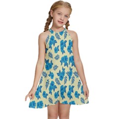 Rose-blue Kids  Halter Collar Waist Tie Chiffon Dress by nateshop