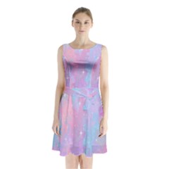 Space-25 Sleeveless Waist Tie Chiffon Dress by nateshop