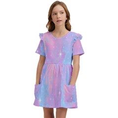 Space-25 Kids  Frilly Sleeves Pocket Dress by nateshop