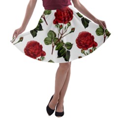 Roses-51 A-line Skater Skirt by nateshop