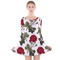 Roses-51 Long Sleeve Velvet Skater Dress by nateshop