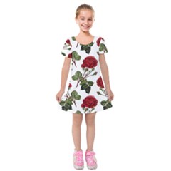 Roses-51 Kids  Short Sleeve Velvet Dress by nateshop