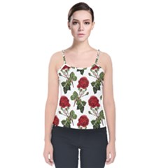 Roses-51 Velvet Spaghetti Strap Top