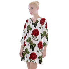 Roses-51 Open Neck Shift Dress