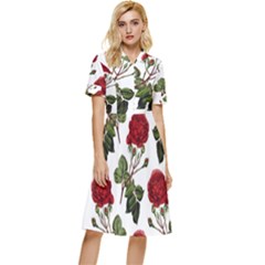 Roses-51 Button Top Knee Length Dress by nateshop