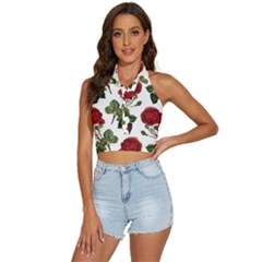 Roses-51 Backless Halter Cami Shirt by nateshop