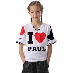 I Love Paul Kids  V-neck Horn Sleeve Blouse by ilovewhateva