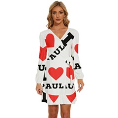 I Love Paul Long Sleeve Waist Tie Ruffle Velvet Dress by ilovewhateva