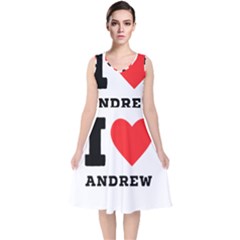 I Love Andrew V-neck Midi Sleeveless Dress  by ilovewhateva