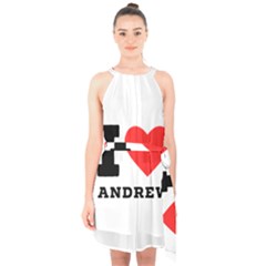 I Love Andrew Halter Collar Waist Tie Chiffon Dress by ilovewhateva