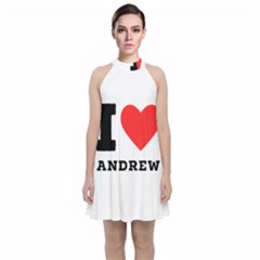 I Love Andrew Velvet Halter Neckline Dress  by ilovewhateva