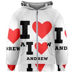 I Love Andrew Kids  Zipper Hoodie Without Drawstring by ilovewhateva