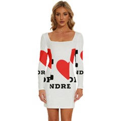 I Love Andrew Long Sleeve Square Neck Bodycon Velvet Dress by ilovewhateva