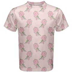 Flowers Bloom Blossom Pastel Pink Pattern Men s Cotton Tee by Jancukart