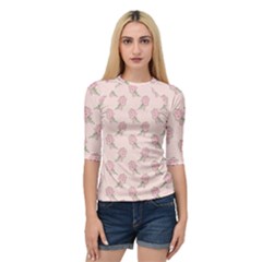 Flowers Bloom Blossom Pastel Pink Pattern Quarter Sleeve Raglan Tee