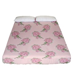 Flowers Bloom Blossom Pastel Pink Pattern Fitted Sheet (queen Size)