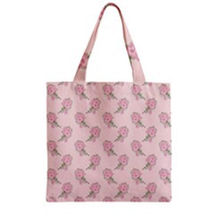 Flowers Bloom Blossom Pastel Pink Pattern Zipper Grocery Tote Bag by Jancukart