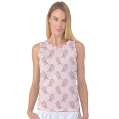 Flowers Bloom Blossom Pastel Pink Pattern Women s Basketball Tank Top