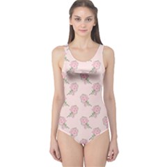 Flowers Bloom Blossom Pastel Pink Pattern One Piece Swimsuit