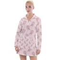 Flowers Bloom Blossom Pastel Pink Pattern Women s Long Sleeve Casual Dress View1