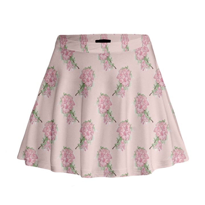 Flowers Bloom Blossom Pastel Pink Pattern Mini Flare Skirt